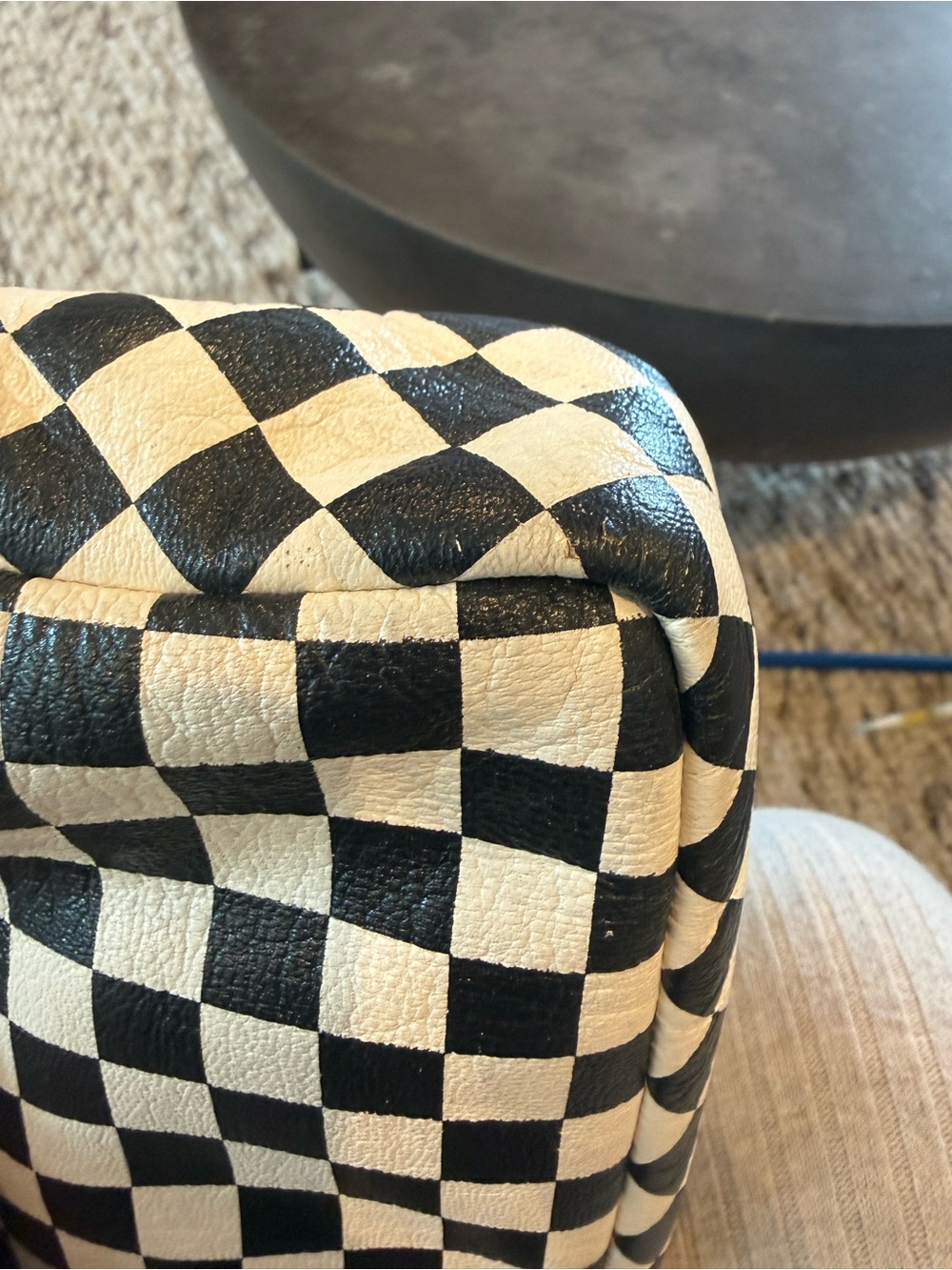 Clare V. Midi Sac Checker Crossbody Bag in Black and White with Gold Hardware - Picture 4 of 4